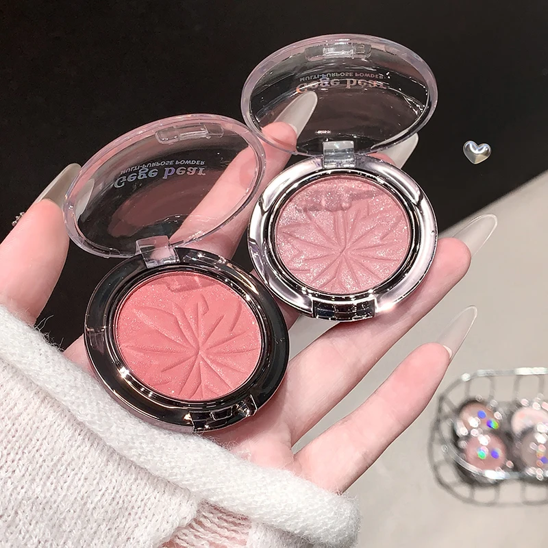 Pó iluminador de sombra multiuso, sombra de olhos com textura de purê de batata duradoura Gege Bear, blush e iluminador com brilho fino