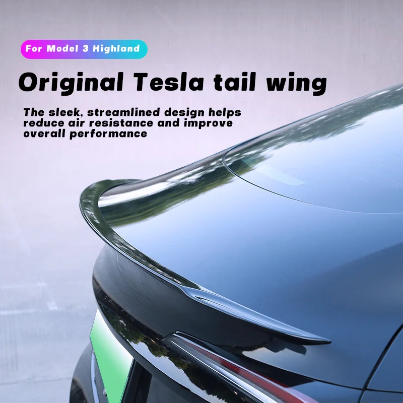 For Tesla Model 3 2024-2026 Highland Performance Spoiler ABS Matte Carbon Rear Trunk Tail Wing Original 2024 Car Exterior Accessories view 2