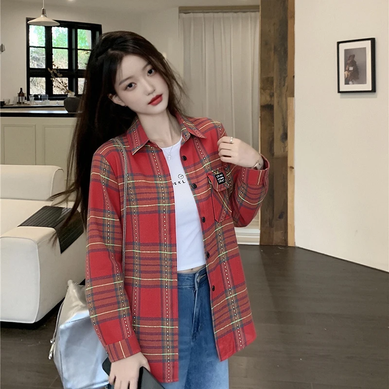 New Spring Summer Sweet Fresh Long Sleeve Shirts for Women Loose Slimming All-match Daily Outerwear Blouse