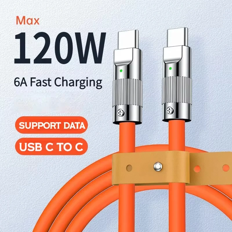 6A USB C To Type C Cable 120W Fast Charging Charger Wire Cord For Samsung Xiaomi Type-C Mobile Phone Accessories