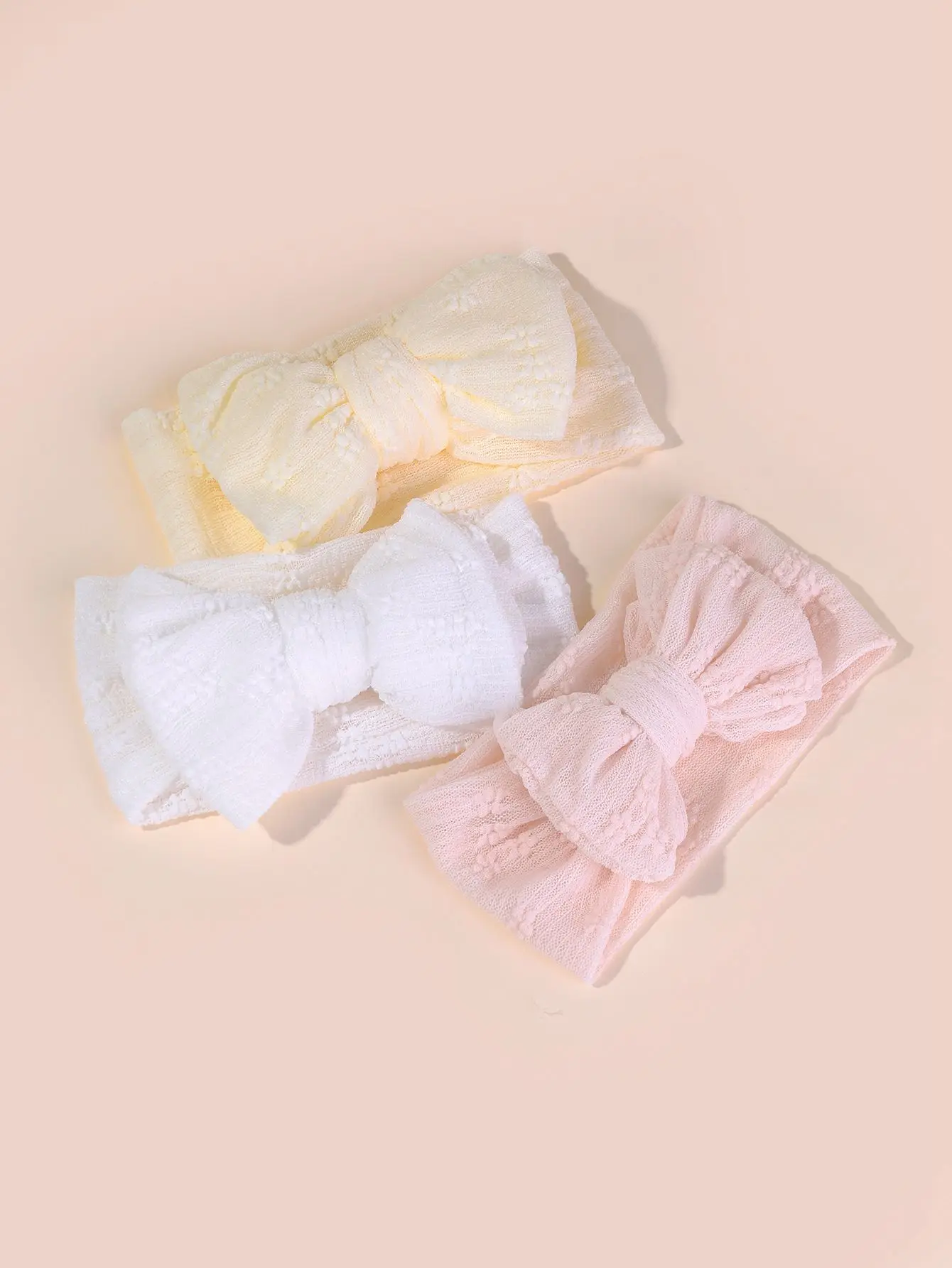 Baby Summer Breathable Baby Mesh Headbands Top Knot Double Bows Soft Turban Headwraps Girls Hair Accessories 3pcs/set