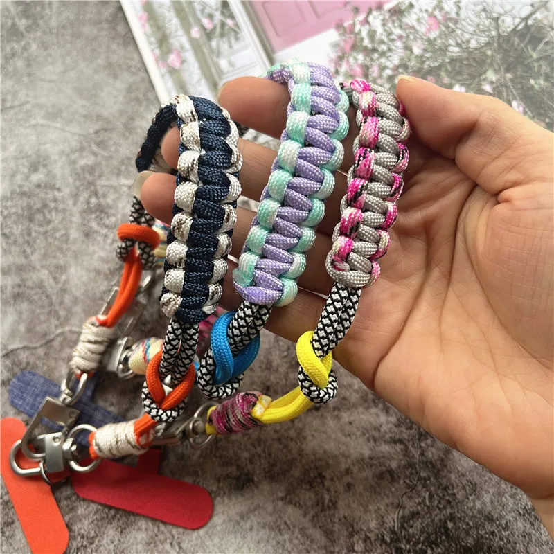 Keychain on the Phone Charm Strap Contrasting Colors Lanyard With Patch Phone Wrist Strap Anti-lost Cell Accessories Chain Rope