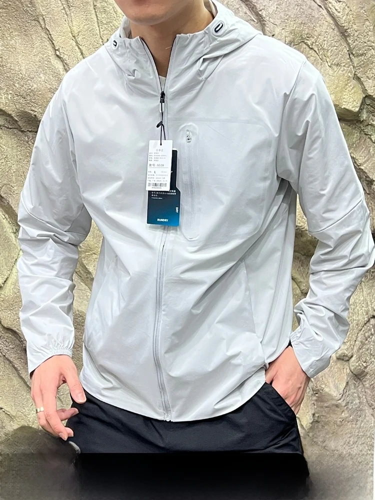 

Outdoor Breathable Thin Hooded Jaet ket Pred Glue Spring Summer Qui Dry Sun Protection Zipper Closure Long Sve Coat
