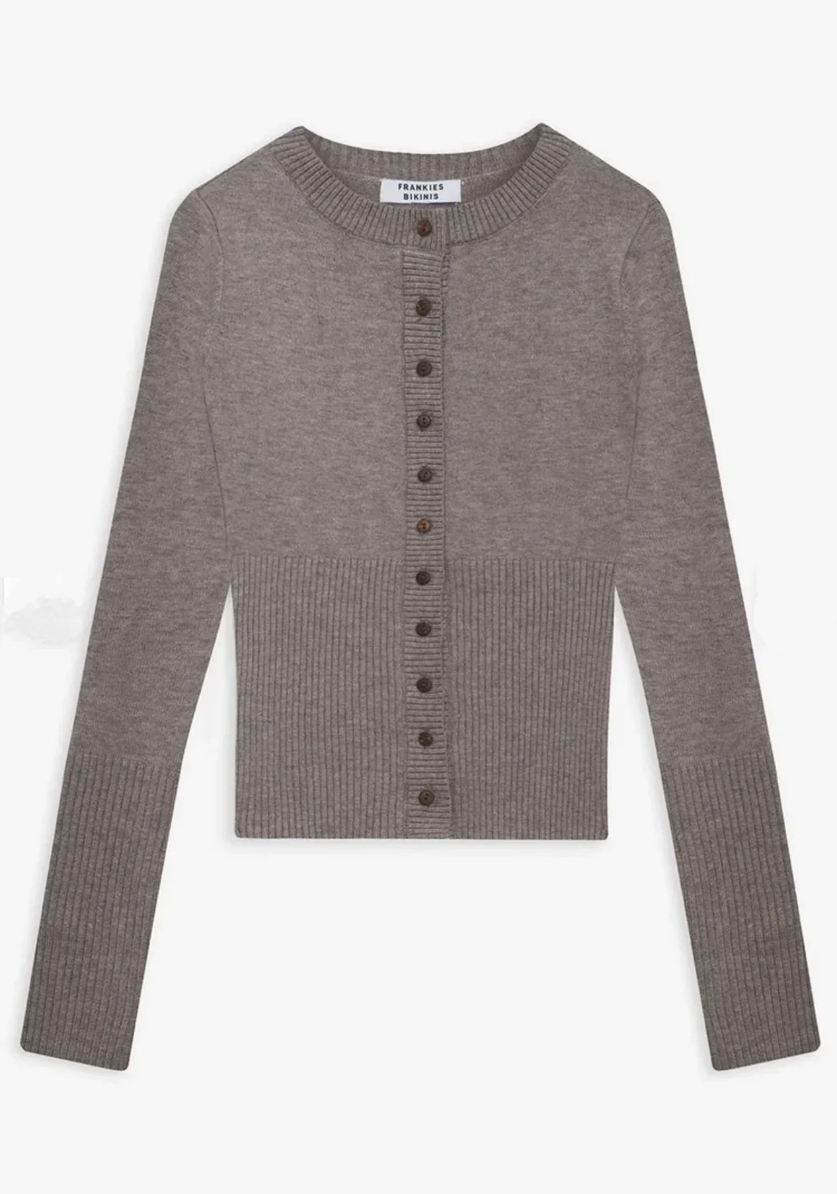 Frankies grey breasted sweater cardigan slim-fit base knit