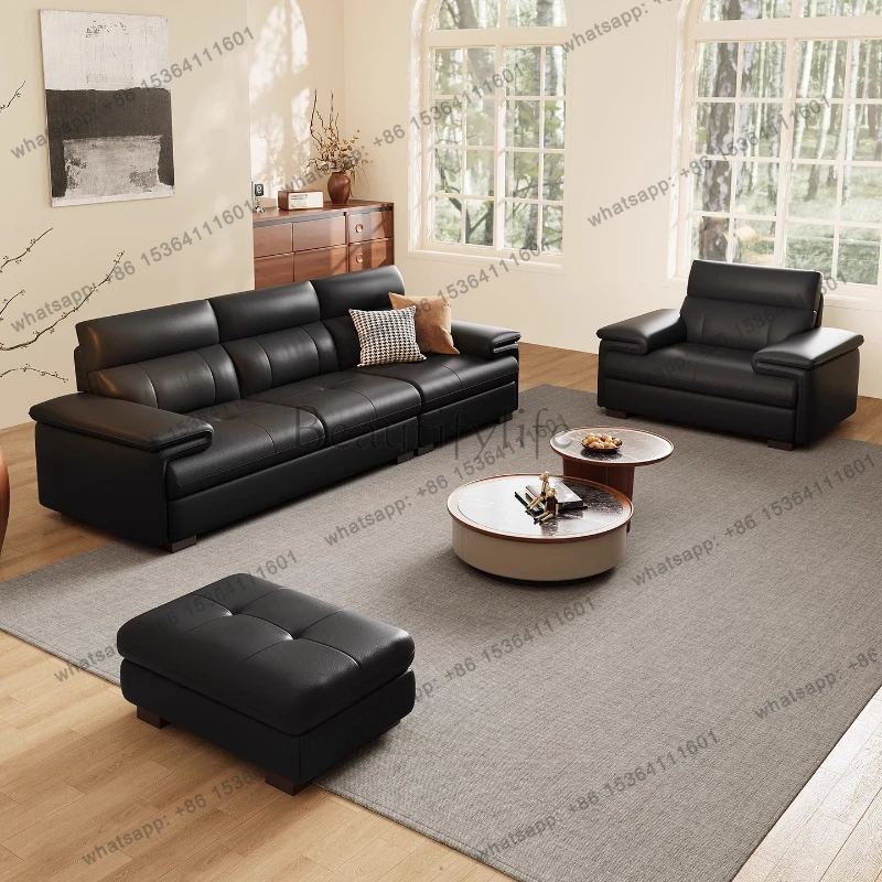 Medieval Style Genuine Leather Sofa Modern Minimalist Furniture Living Room Satisfy Different Layouts Straight Sofa Household