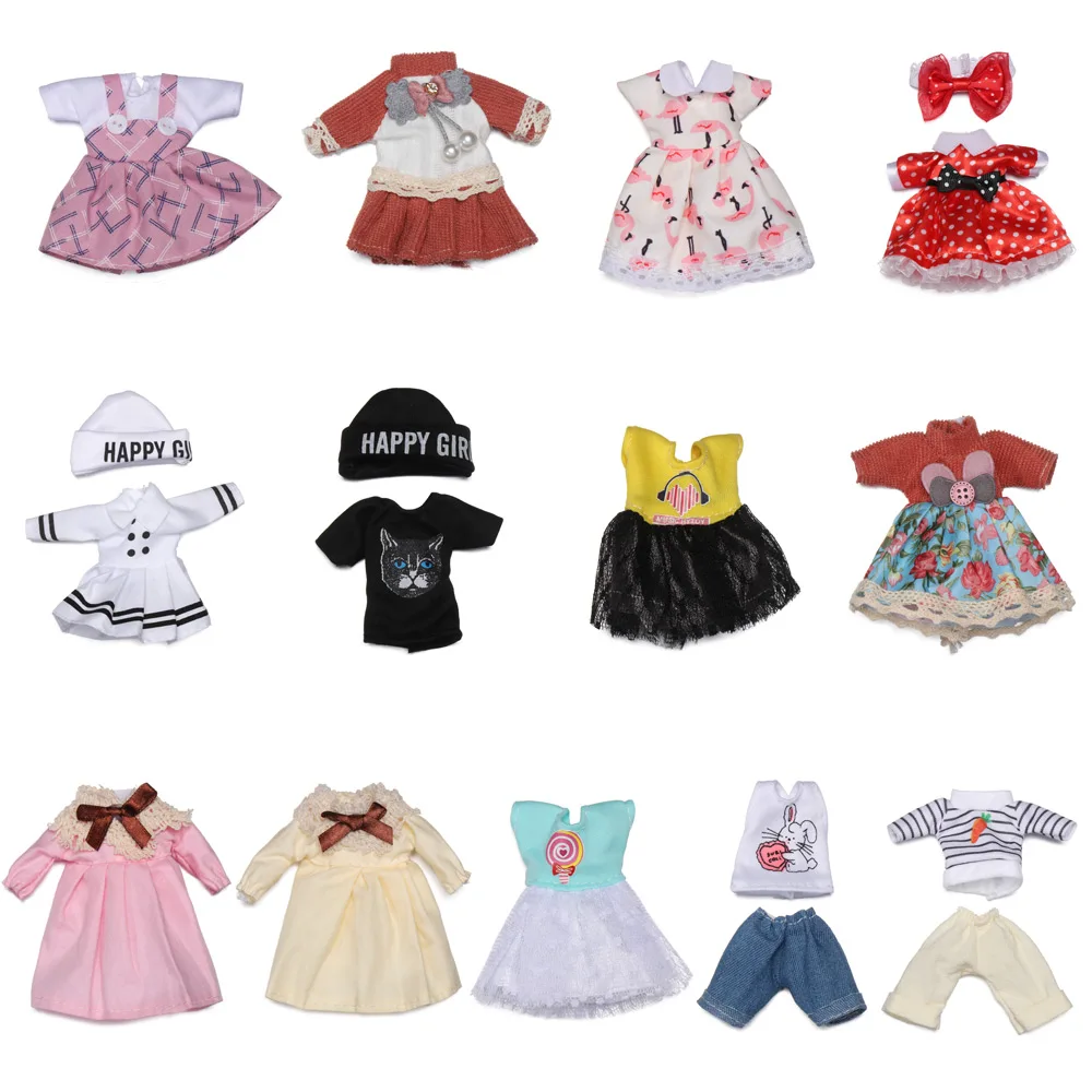 16cm Doll Clothes Cute Princess Dress For 1/8 BJD Doll Tops T-shirt Hoodies Jeans Pants Suit Lace Knitted Sweater Skirt Gift Toy