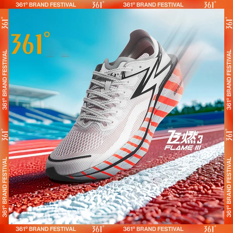 361 Degrees NEW Flame 3.0 Men Running Shoes Marathon Carbon Plate Racing Breathable Cushioning Non-Slip Sneakers Male 672412207