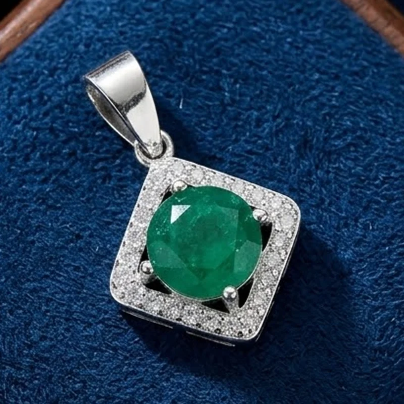 Buy 3 Get 1 Free 26x17mm Romantic Golden Citrine Tourmaline Real Red Ruby Sapphire Real Green Emerald CZ Woman's Silver Pendant