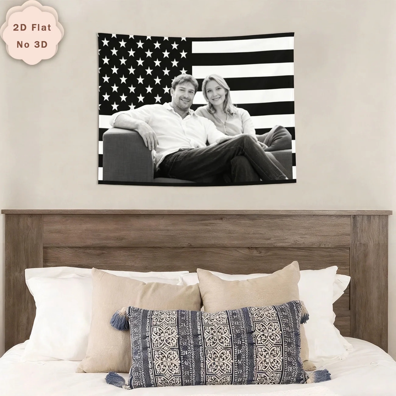 Custom Pet Photo Tapestry - Personalize with Your Cat & Dog Images on Black & White Flag-Style Wall Hanging, Unique Decor for Pe