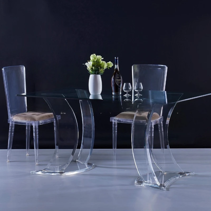 

Dining table Restaurant Banquet square Transparent crystal table Light luxury dining