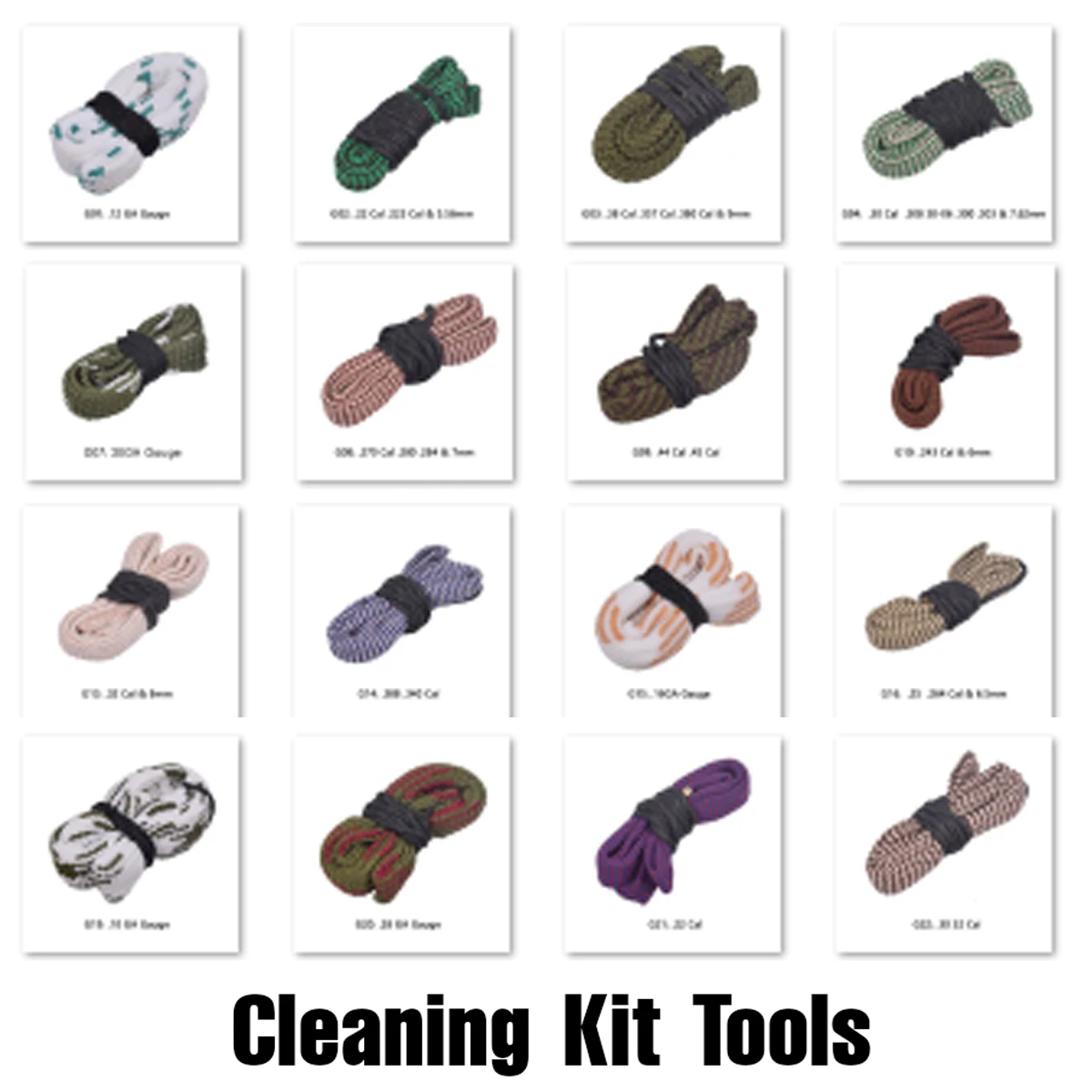 

Rifle Cleaning Kit Tools Tactical Accessory Barrel Caliber Rope Bore Airsoft Rope To 12GA 20GA .22 .223 .308 7.62x39 5.45x39