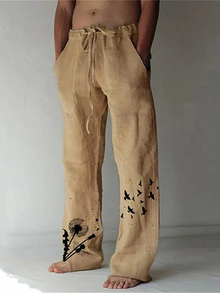 Pantalon à jambes larges pour homme, Streetwear, décontracté, imprimé, motif perroquet, pissenlit, tournesol, à la mode