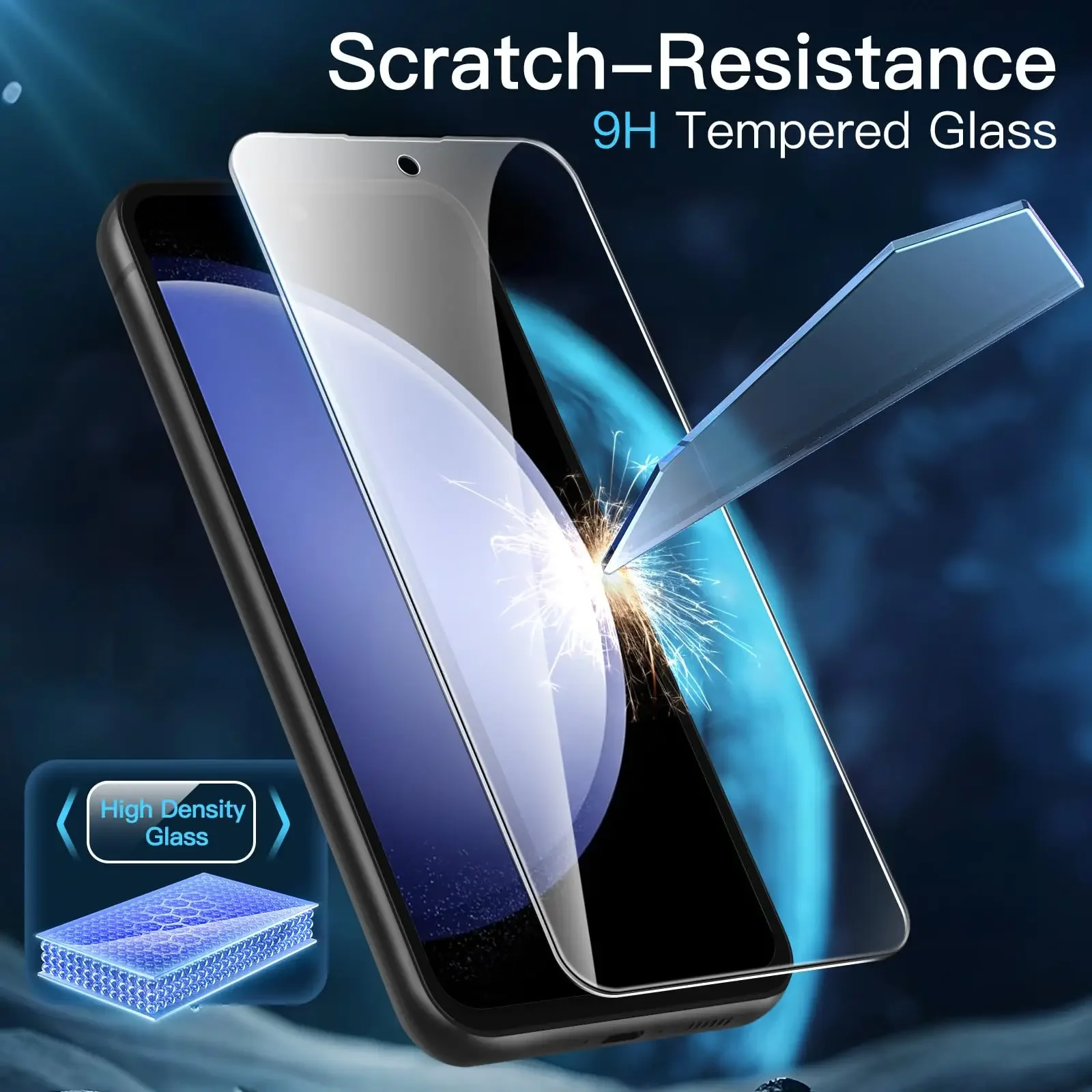 Screen Protector For Galaxy S23 FE Samsung, Tempered Glass Crystal HD 9H High Aluminum Anti Scratch Case Friendly