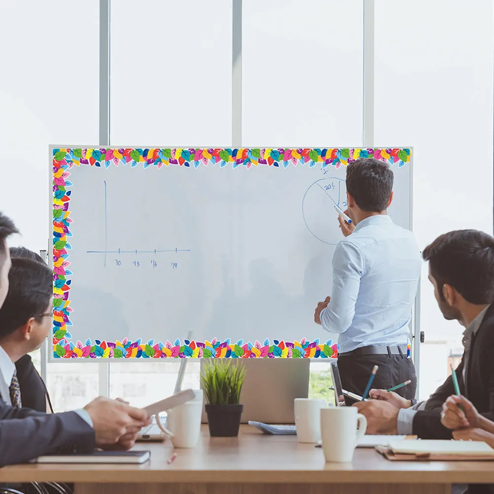 

2 Rolls Waterproof Adhesive Sticker Blackboard Border Decal Decorative Trim Classroom Office Door Window Chalkboard Whiteboard