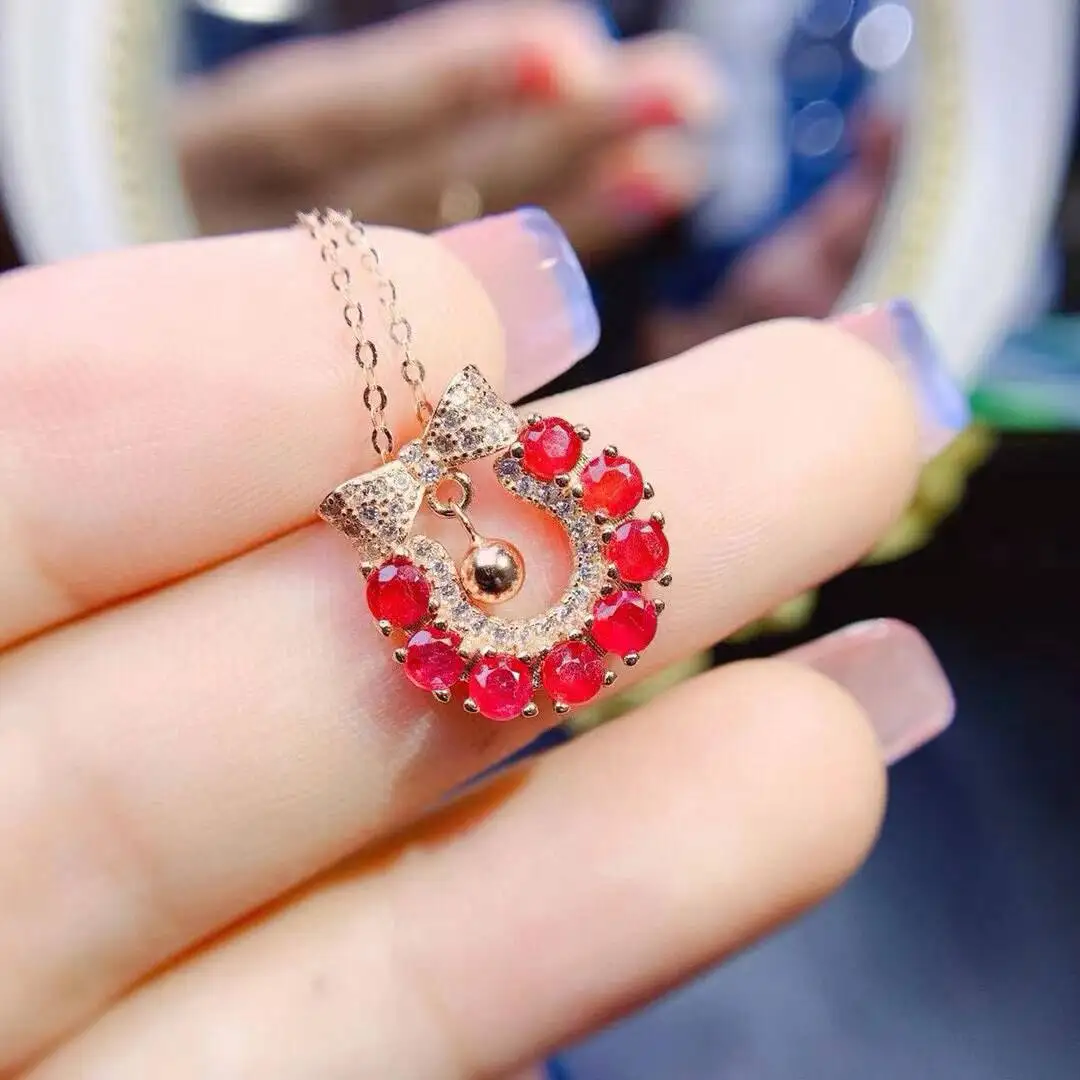 KJJEAXCMY New Jewelry Natural Women's Ruby Pendant 925 silver inlay Colorful and splendid Crystal pure fire flash explosion
