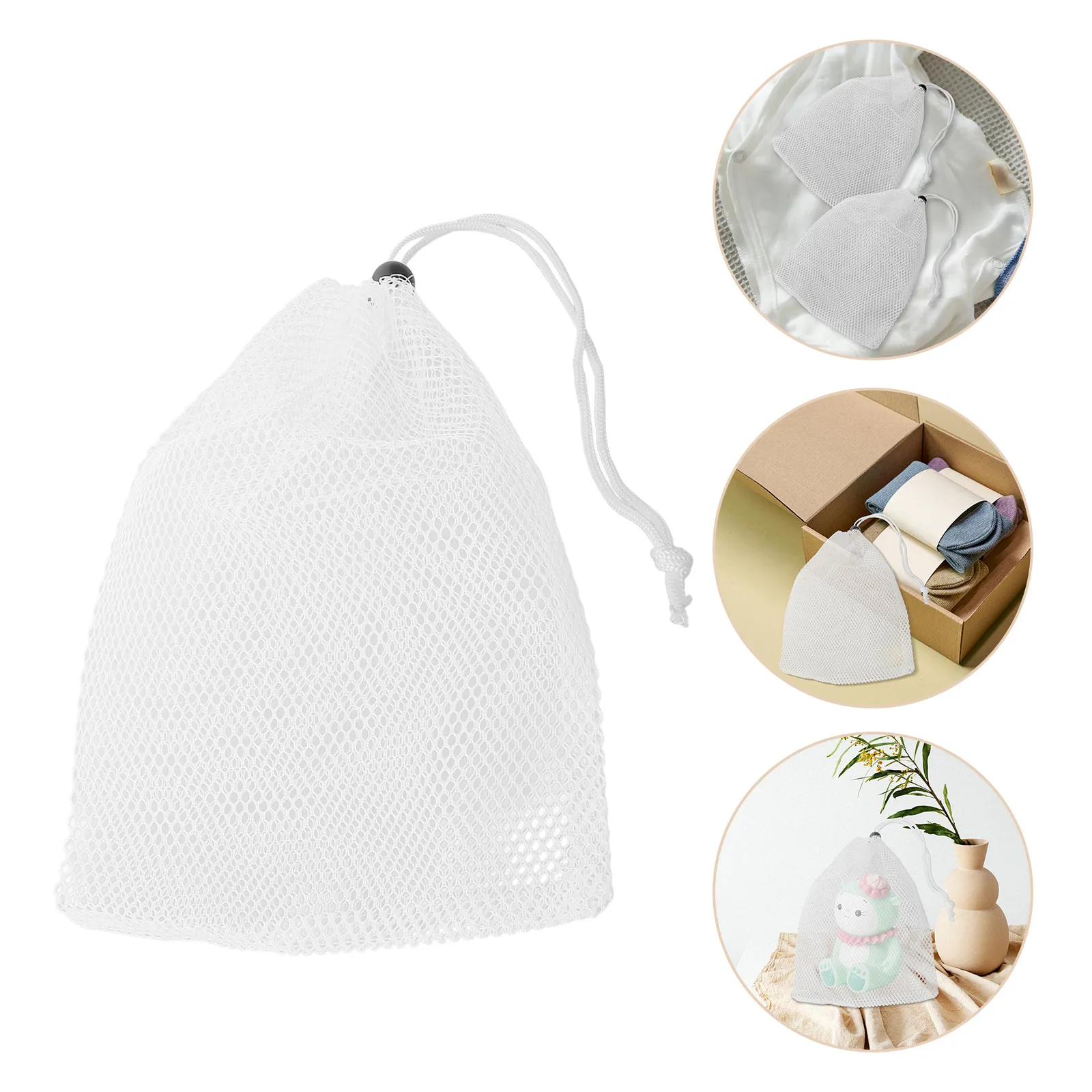 

5Pcs Smooth Polyester Drawstring Pouch Compact Lightweight Travel Storage Bag for Clothes Socks Bras Toiletries Gift Packaging