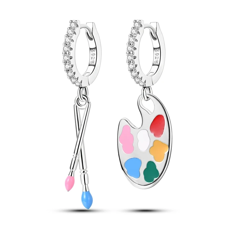 

925 Sterling Silver Earrings Women Sparkling Artistic Palette Drop Earring For Anniversary Wedding Jewelry Gifts