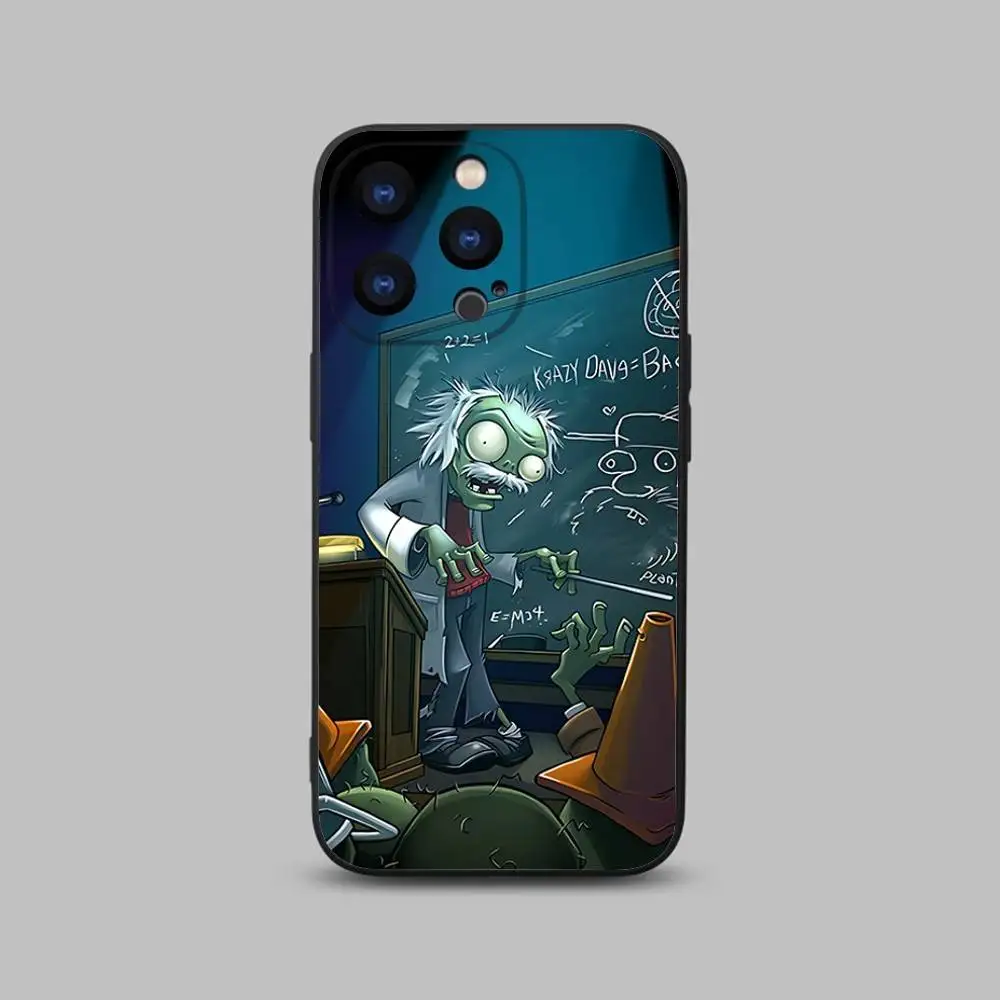 حافظة هاتف P-Plants vs Cool Z-Zombies لهاتف iPhone 17,16,15,14,13,12,11,Pro,Max,Plus,X,XS,SE4,E,Mini,Soft Black Case