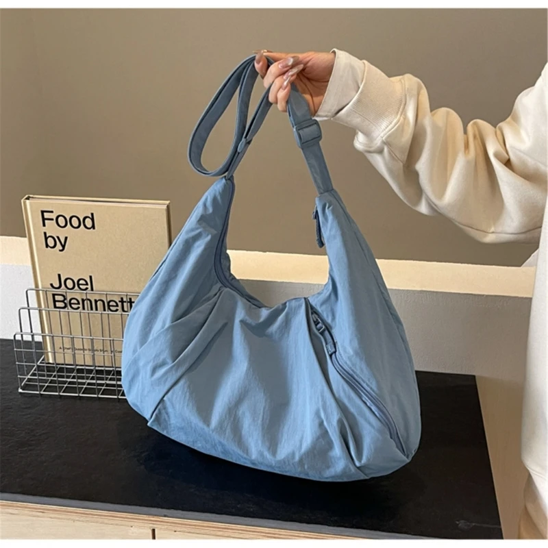 Women Large Capacity Messengers Bag Solid Color Shoulder Bag Japanese Crossbody Bag Simple Dumplings Bag for Daily