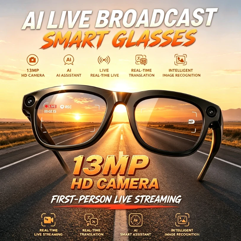 NEW 13MP Ultra-High-Definition AI Smart Glasses Video Shooting Recording Translation Al Recognition Music Playback Smart Glasses