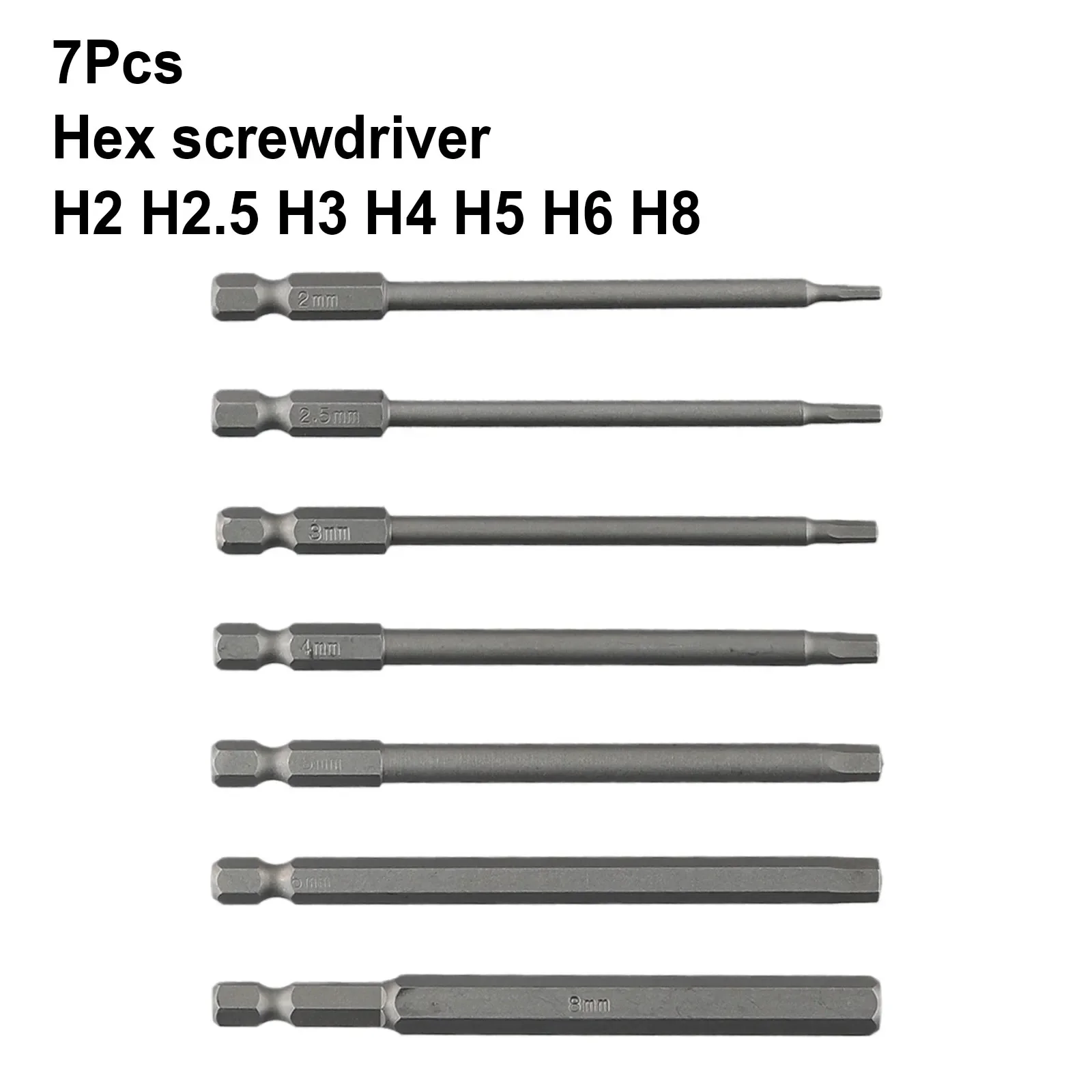 7Pcs/Set 100mm Magnetic Length Metric Hex Head Wrench Drill Bit Magnetic Hex Screwdriver Set For Hand/electric Drill Screwdriver