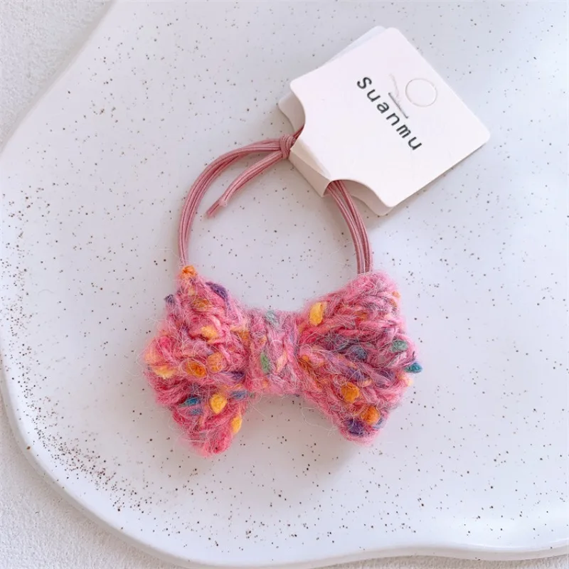 

Colorful Yarn Bow Hair Clips Scrunchies Soft Wool Knit Design for Women Girls Cute Hair Accessories Non Slip Grip Daily Wear