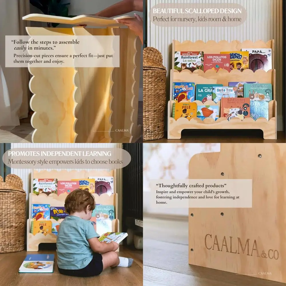 

3-х уровневая деревянная книжная полка в стиле Монтессори, 29,5x27,5, зубчатый дизайн для детских комнат и детских комнат