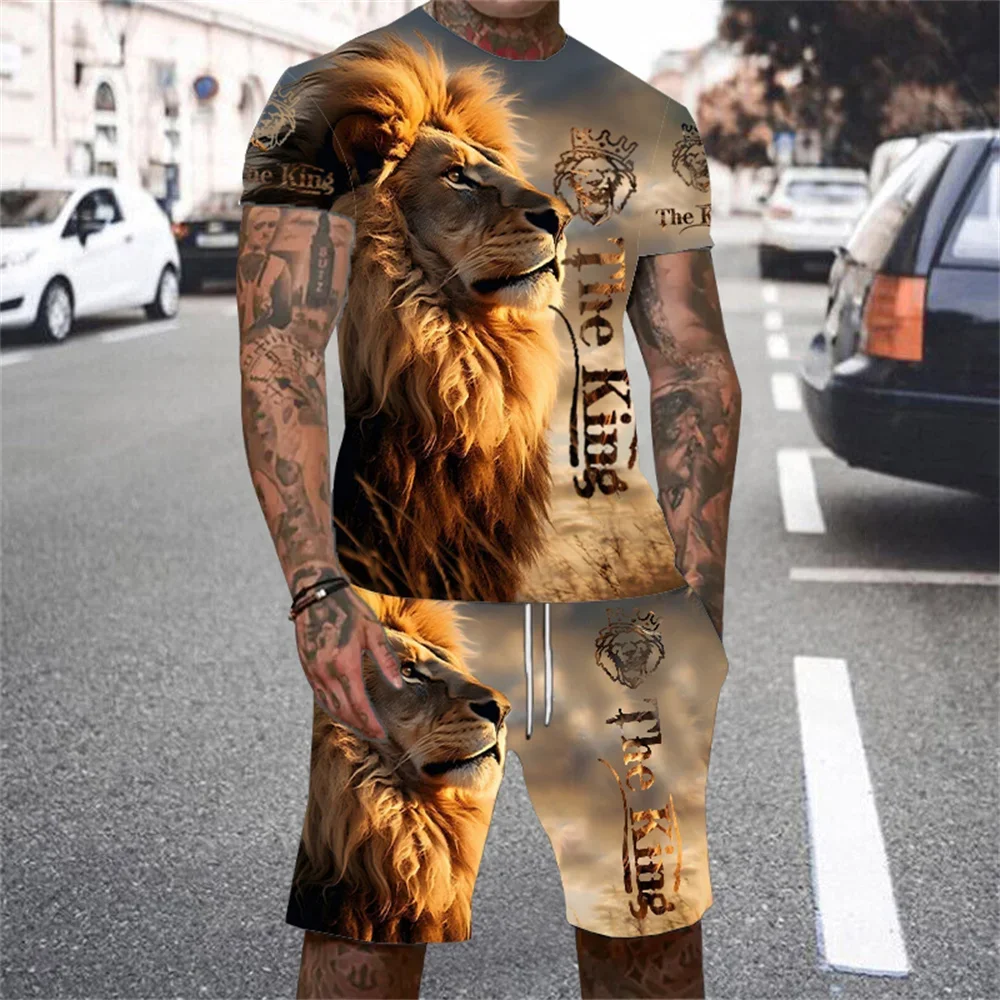 

Lion King 3D Printed Men's T-shirt Set 2024 Summer O-collar Short-sleeved T-shirt Top 3D Style Men's Casual Outdoor Fashion Set