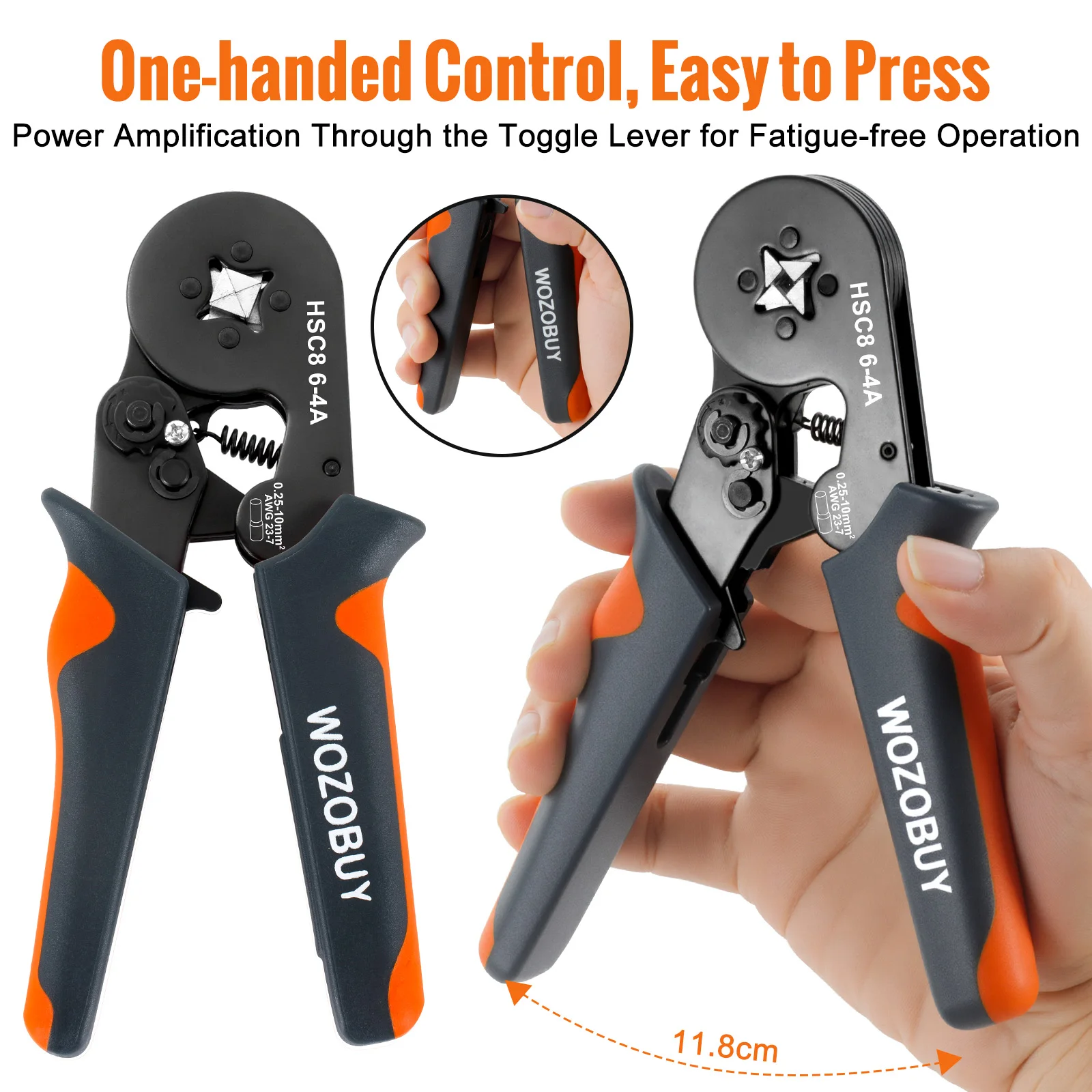 WOZOBUY Tube Terminal Crimping Tools Ferrule Crimping Pliers HSC8 6-4 0.25-10mm² 23-7AWG Square Ratcheting Electrician Clamp Set