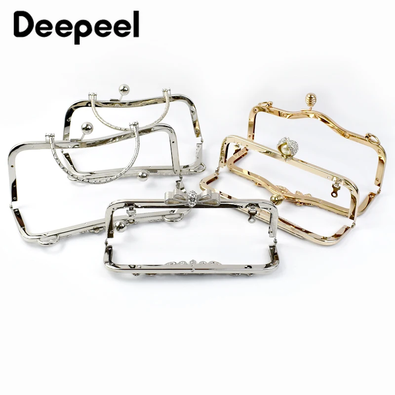 1Pc Deepeel Metal Embossed Bag Handles Retro Kiss Clasp Handmade Sewing Brackets Handbag Purse Frame Handle Hardware Accessories