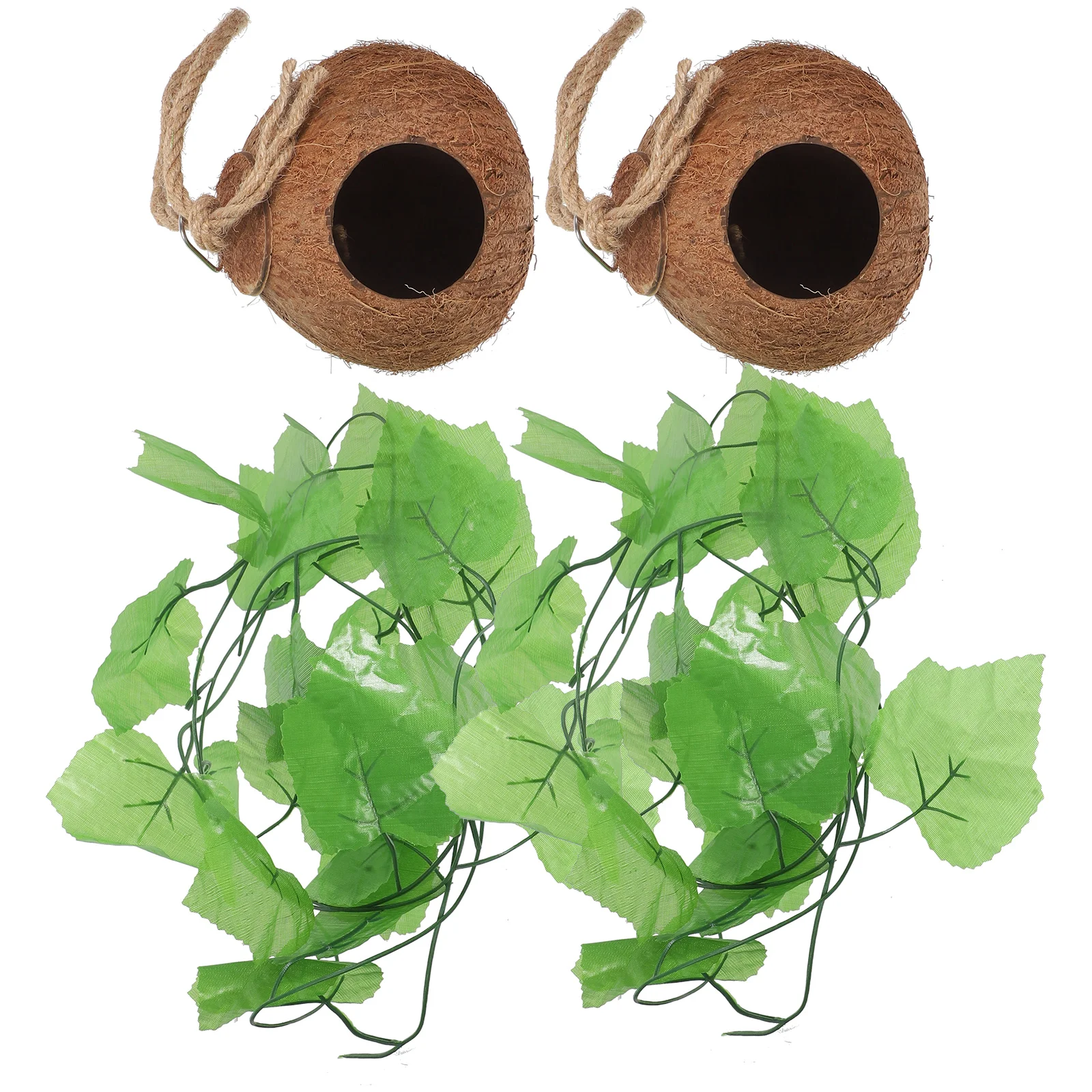 

4Pcs Coconut Shell Reptile Pet Nest Comfortable Hanging Natural Material Small Pet Living Coconut Shell