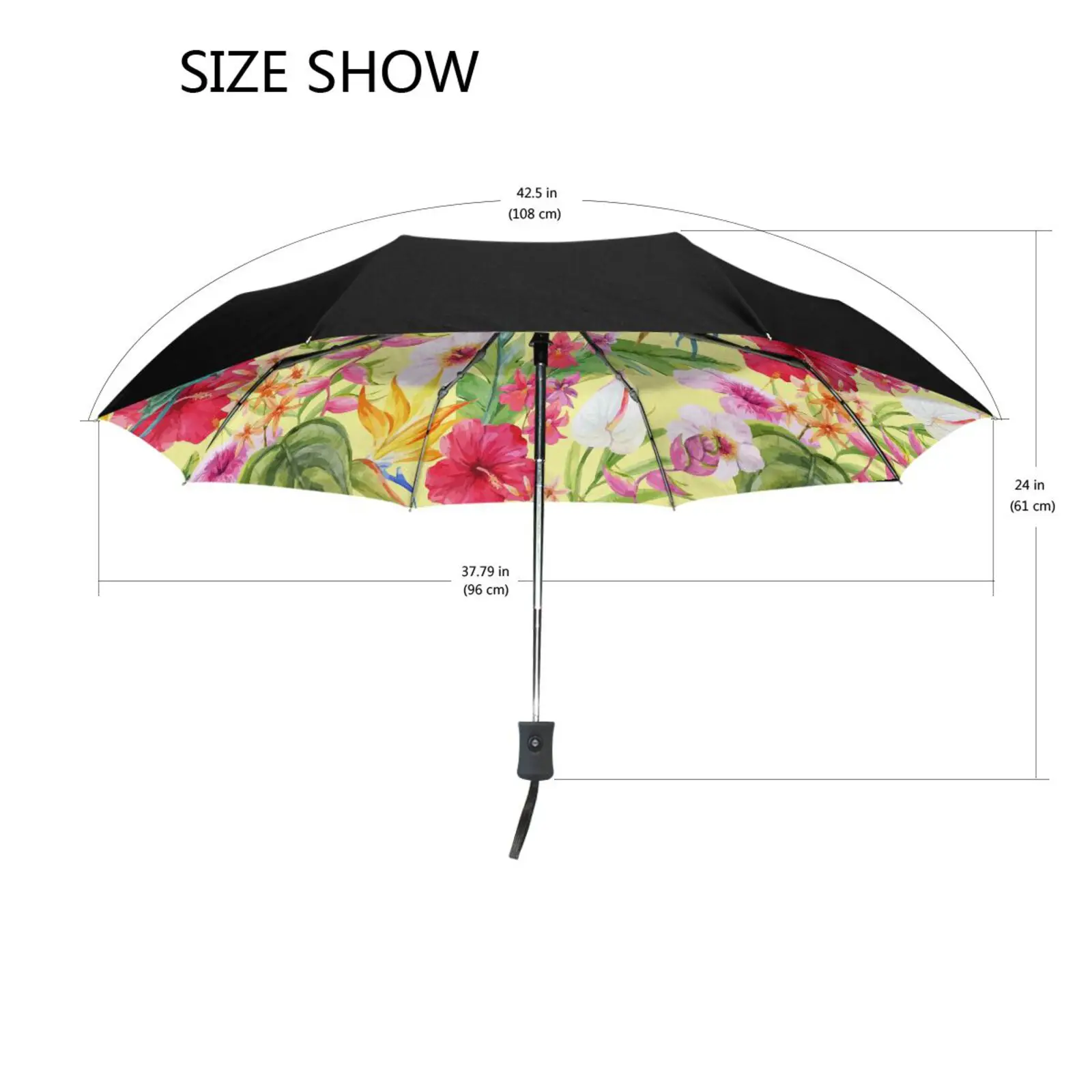 Automatic Umbrella High Quality Flower printing  Woman 3 Folding Parasol Fashion Lady Portable Girl Friend Gift For Wife