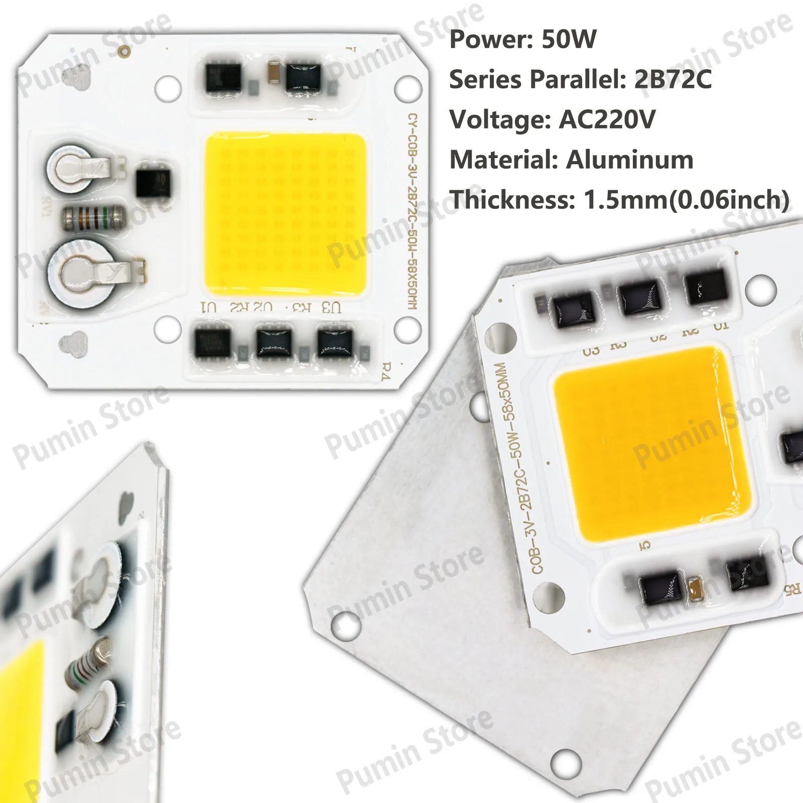 led chip 220v 50W COB high pressure led Lamp No Need Driver Warm light White   Flood Light Spotlight Lampada DIY Lighting 5pcs