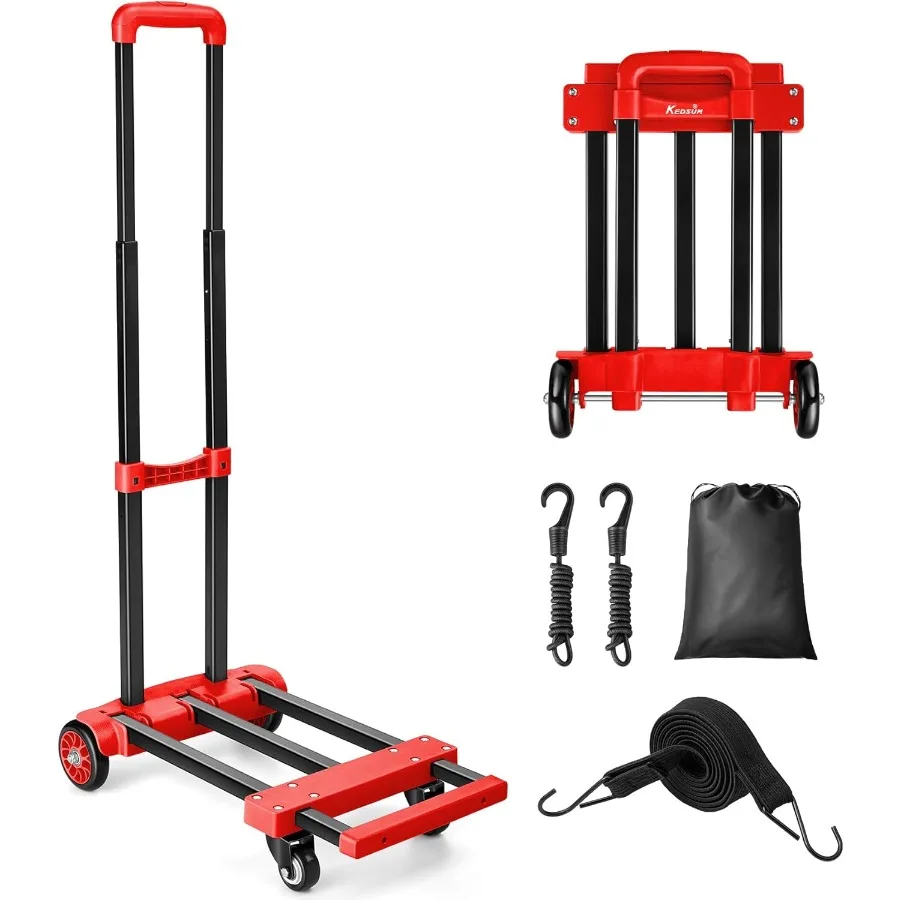 شاحنة يدوية قابلة للطي بسعة 290 رطلًا عربة دوللي مع عجلات شاحنة يدوية قابلة للطي دوللي خفيفة الوزن ومحمولة عربة المرافق لـ Airpor #1