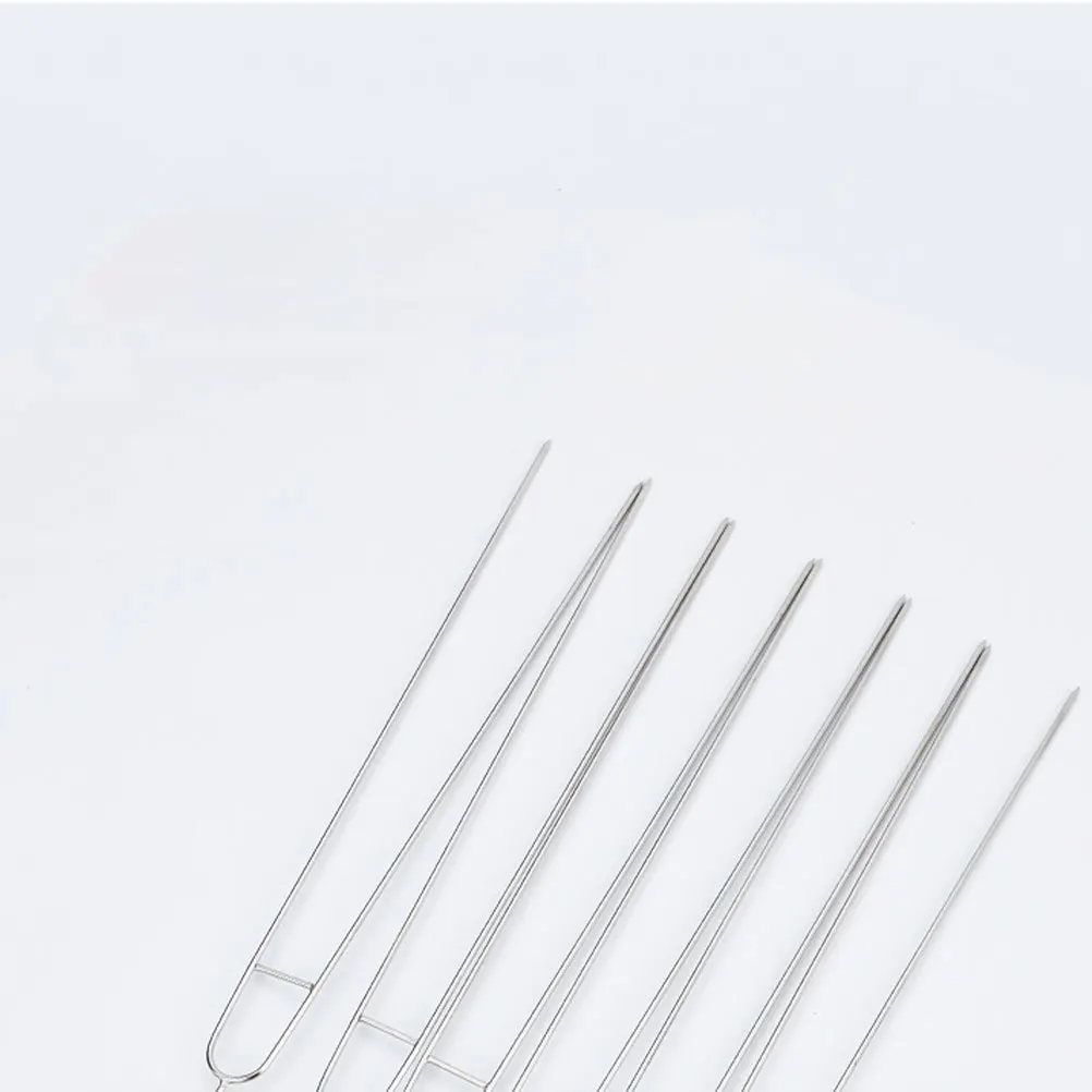 

3Pcs U Shape Bbq Forks Double Prongs Wooden Handle Anti Burn Easy Clean Stainless Steel Grilling Tool Barbeque Skewers