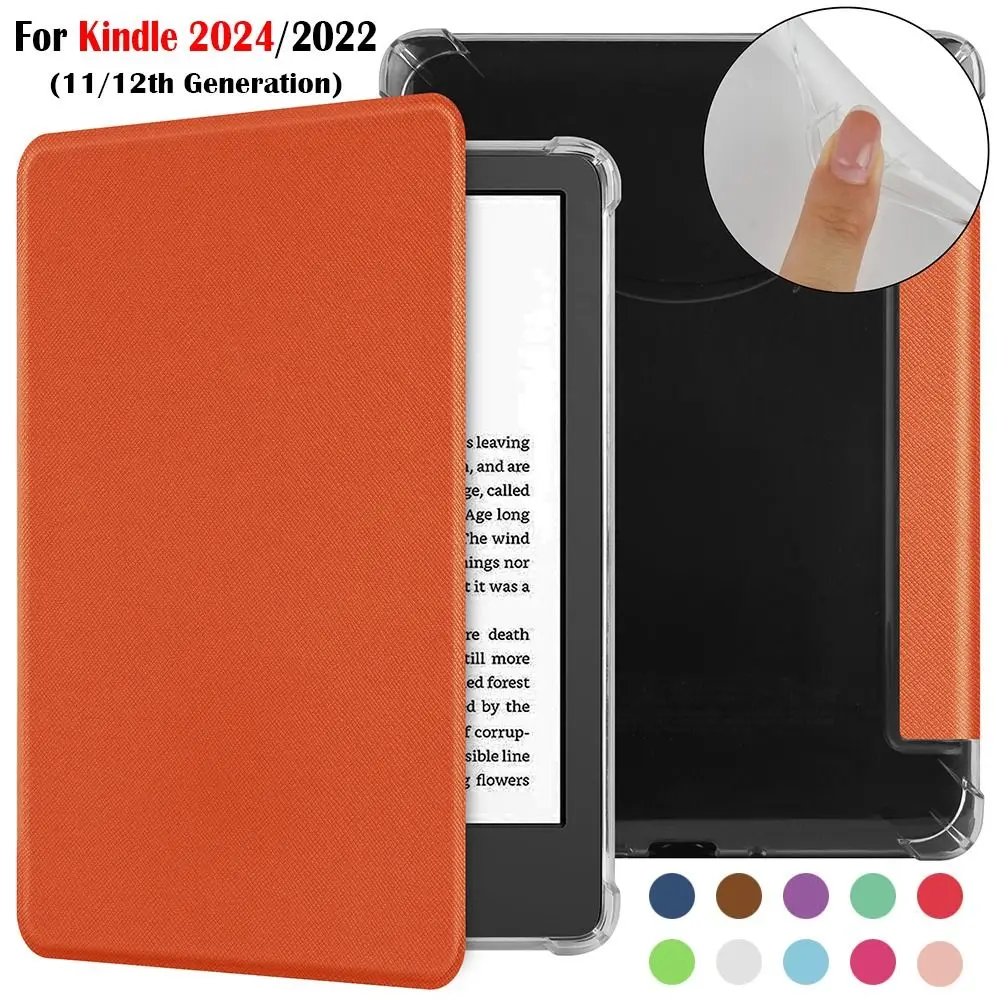 Auto Wake/Sleep e-Reader Case TPU Shockproof Protective Cover Smart Wear Resistant for Kindle Basic 2024/2022 (11th Generation)
