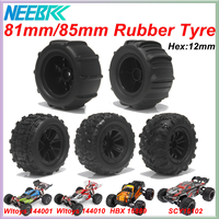 81mm/85mm Rubber Tyre Wheel Rim Tire 12mm Hex Hub for RC Off-road Car WLtoys 144001 144010 HBX 16889 16890 SCY 16101Pro 16102