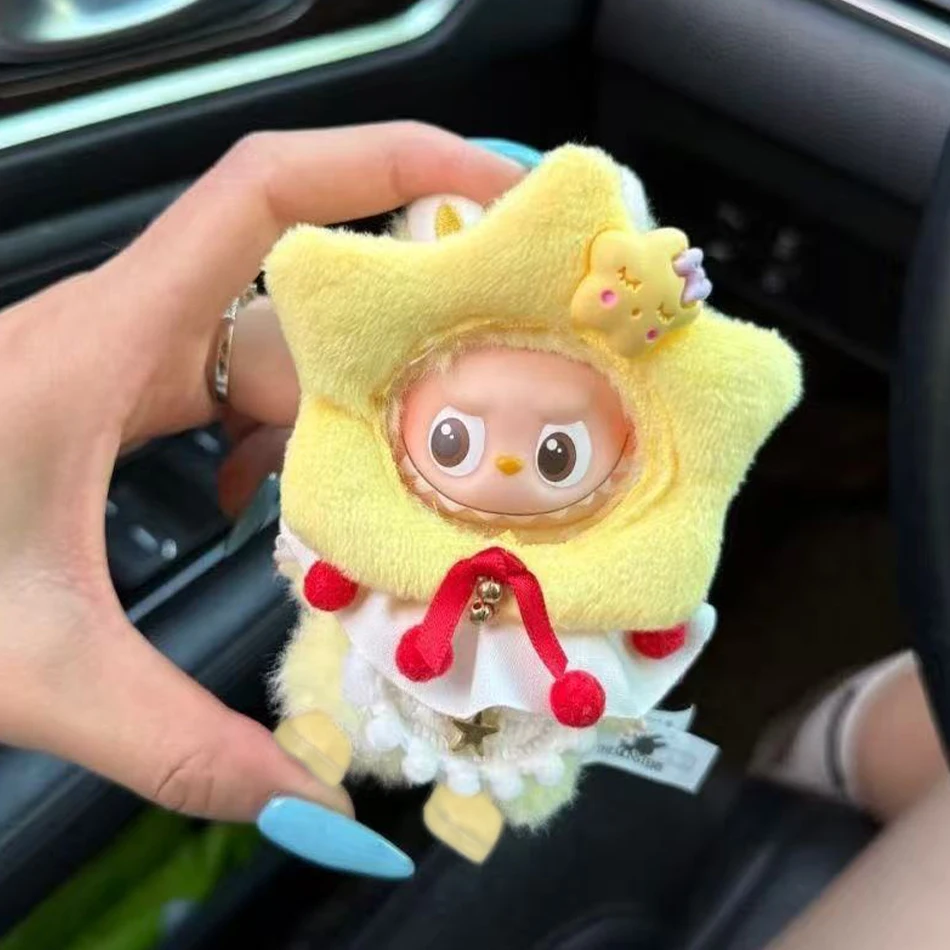 Mini Stern Weihnachtsbaum Kopfbedeckung Kleidung für 10CM Labubu The Monsters Pin für Liebe Serie für Labubu V4 Puppe Tuch Zubehör
