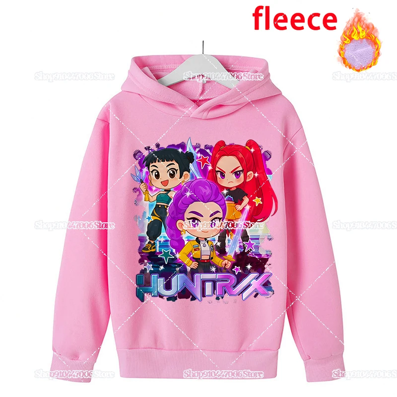 

K-pop Demon Hunters Fleece Hoodies for Kid Clothes Huntrix Saja Boys Sweatshirts Autumn Tops Rumi Mira Zoey Hoody Girls Gifts