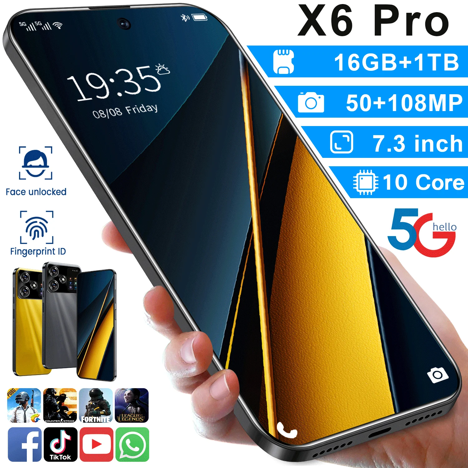 2024 Original X6 Pro Smartphone Global Version 16G+1TB 4G/5G Dual Sim Xioami Cellphone Android Unlocked Mobile Phone Celular NFC