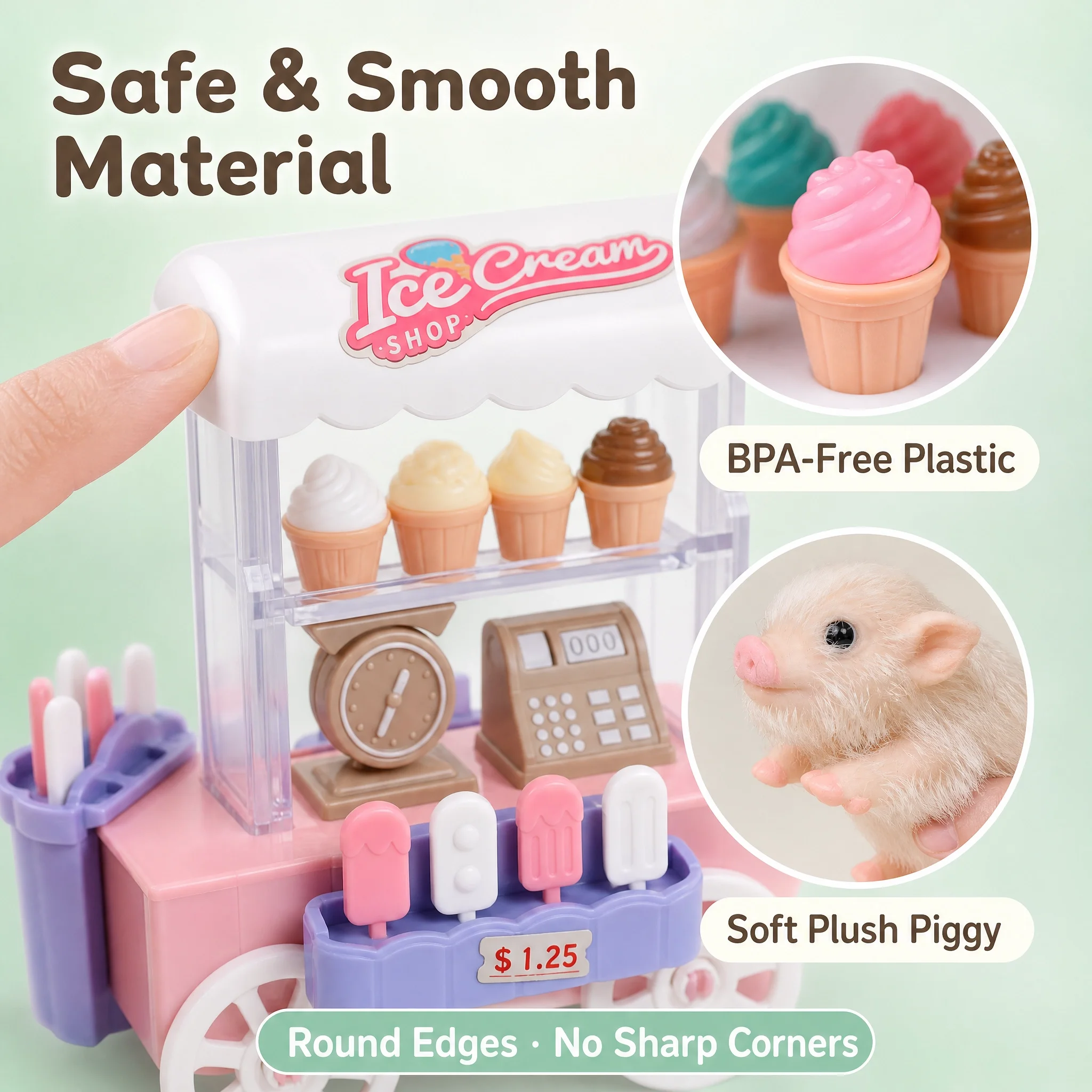 5 Inch Silicone Piglet Soft Cute Mini Realistic Animals with Accessories Lifelike Reborn Newborn Pig Doll Decompression Toy Gift
