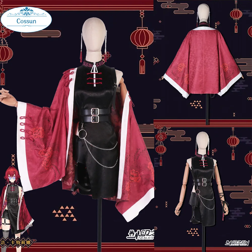 

Vtuber Ange Katrina Cosplay Costume Halloween Outfits Virtual YouTuber Women National Style Skirt Dress