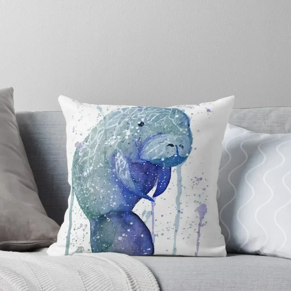 Watercolor Manatee Throw Pillow anime girl pillows decor home ornamental pillows for living room Bed pillowcases pillow