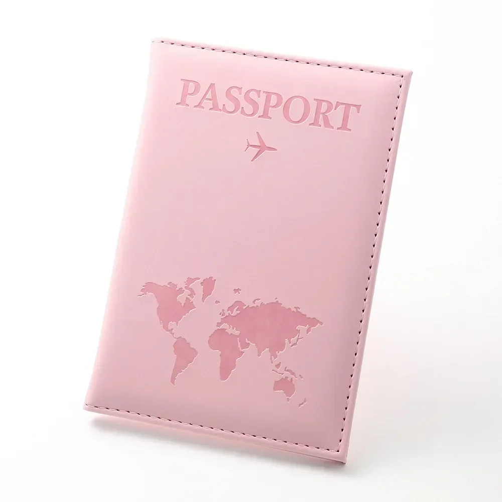 Travel Document Bag Passport Protective Case Simple Couple Protective Holder PU Airplane Map Travel Passport Cover