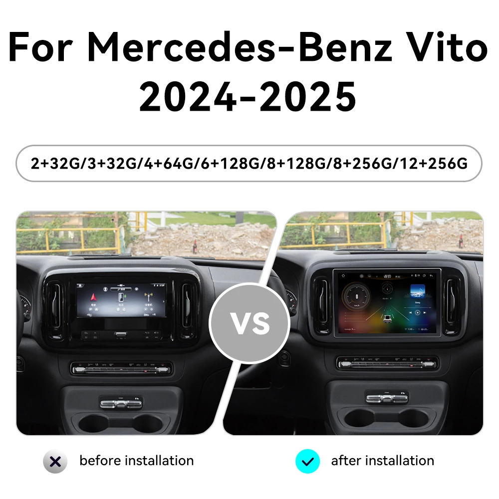 13.1 بوصة أندرويد 14 لمرسيدس بنز فيتو 2024-2025 راديو السيارة لتحديد المواقع والملاحة السيارات اللاسلكية Carplay رئيس وحدة مشغل وسائط متعددة #2