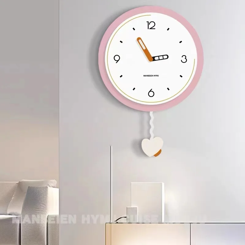 

2024 Light Luxury Cream Style Wall Clock Living Room Study Digital Clocks Modern Design Pink Art Silent Clock Home Decoration