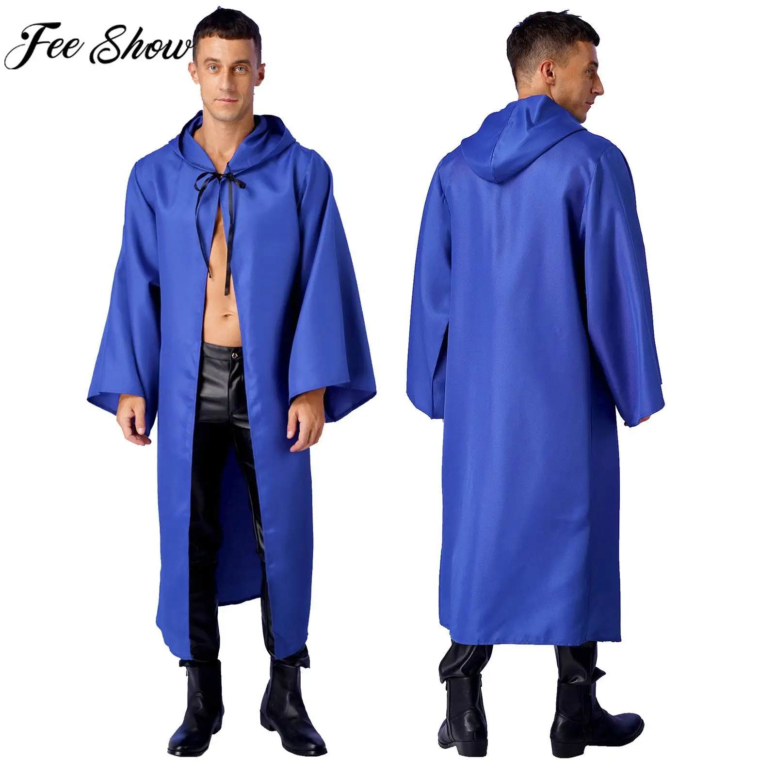 Mens Halloween The Star Wars Warrior Cosplay Costume Tunic Tie Hooded Robe Cloak Cape Theme Party Christmas Role Play Clothes