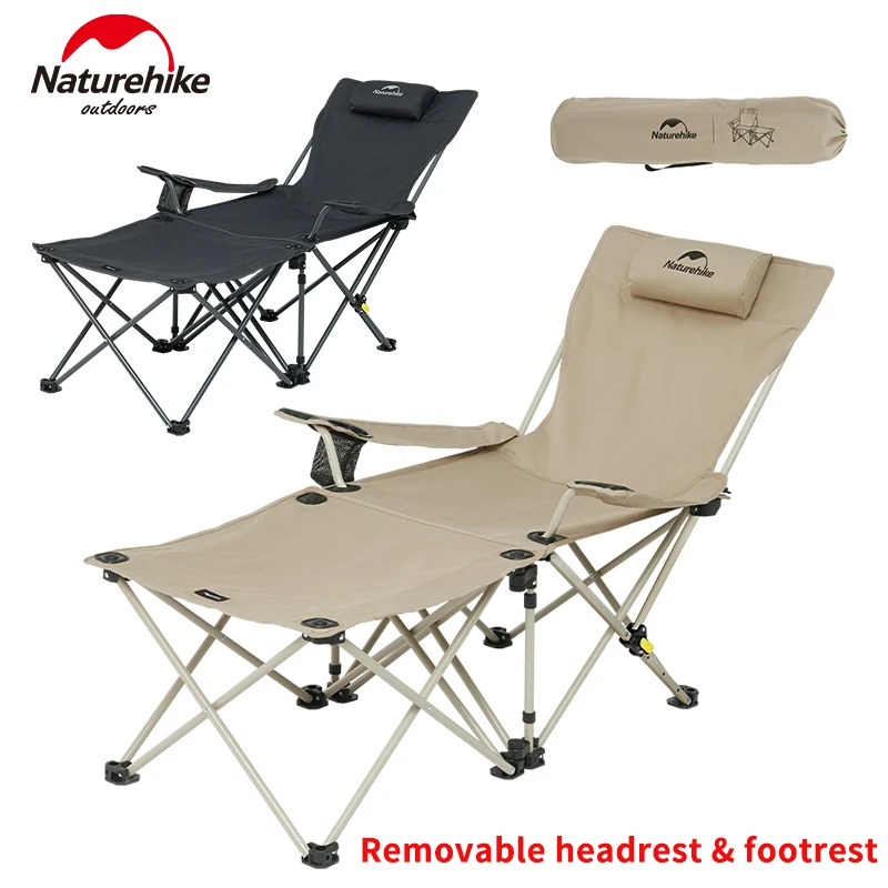 Naturehike Folding Lounge Chair With Pillow Footrest Detachable Stool Table Adjustable Camping Outdoor Fishing Armchair Recliner