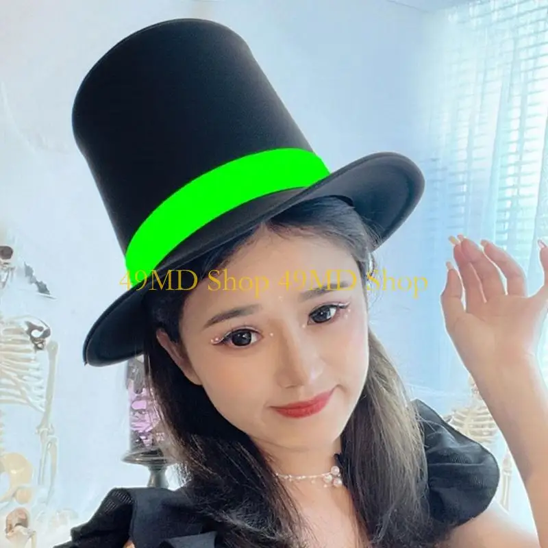 49MD Stylish Snowman Themed Top Hat Christmas Gentleman's Hat for Parties Holiday