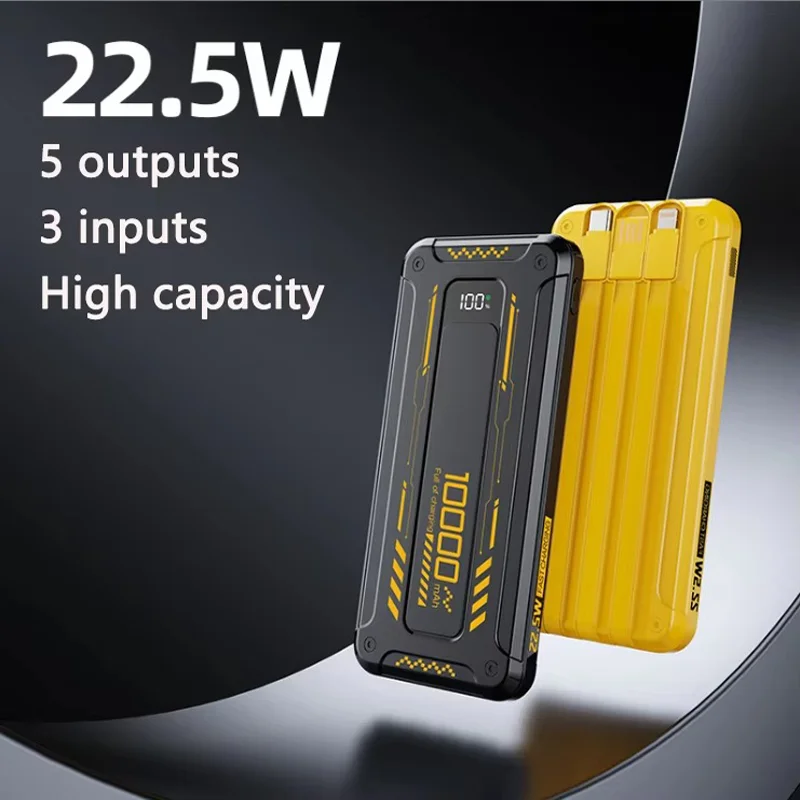 22.5w Super Fast Charging Built-in wire PowerBank 20000mAh USB Type C Portable Mobile Power bank 10000mah